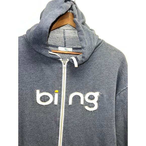 Vintage Bing Hoodie Microsoft Computer Internet Promotional Blue Zip Up XL - Picture 2 of 11